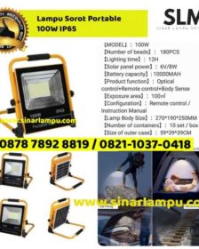 Lampu Sorot Portable 100 Watt IP65 Outdoor Rechargeable SOLAR PANEL