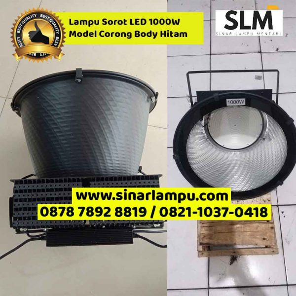 Lampu Sorot LED 1000W Model Corong Body Hitam