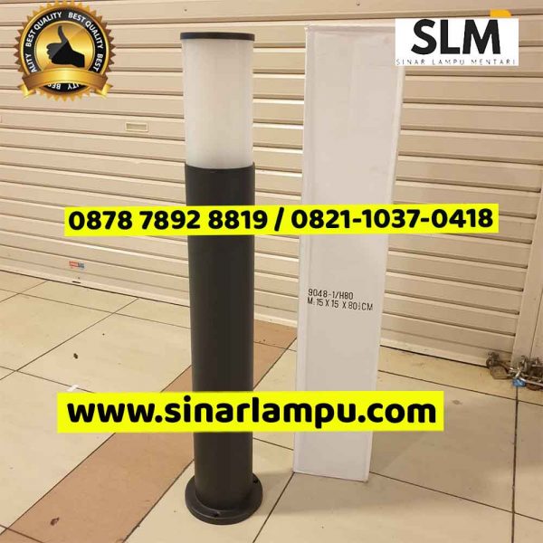 Lampu Taman Bulat Tinggi 80CM Body Hitam - Sinar Lampu Mentari