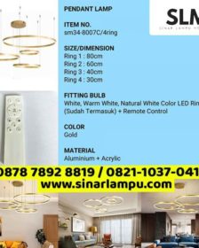 Lampu Hias Dekorasi Gantung Model Cincin Bulat Gold Mewah