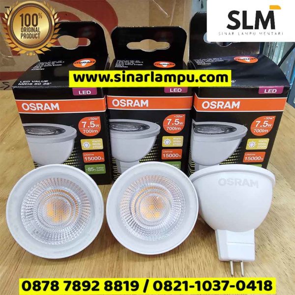 Lampu MR16 7,5 Watt 3000K Warmwhite 700Lm Osram