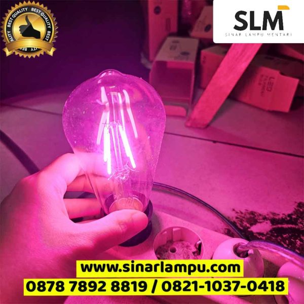 Lampu Hias Dekorasi Filamen ST64 LED 4 Watt Cahaya Pink