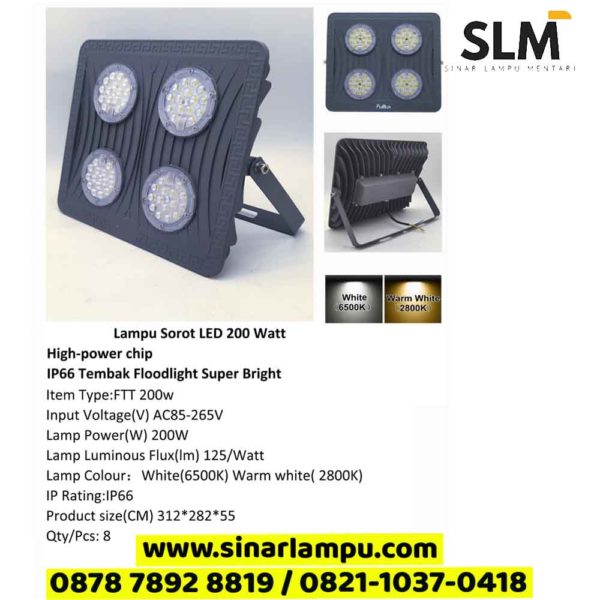 Lampu Sorot 200 Watt High Power LED IP66