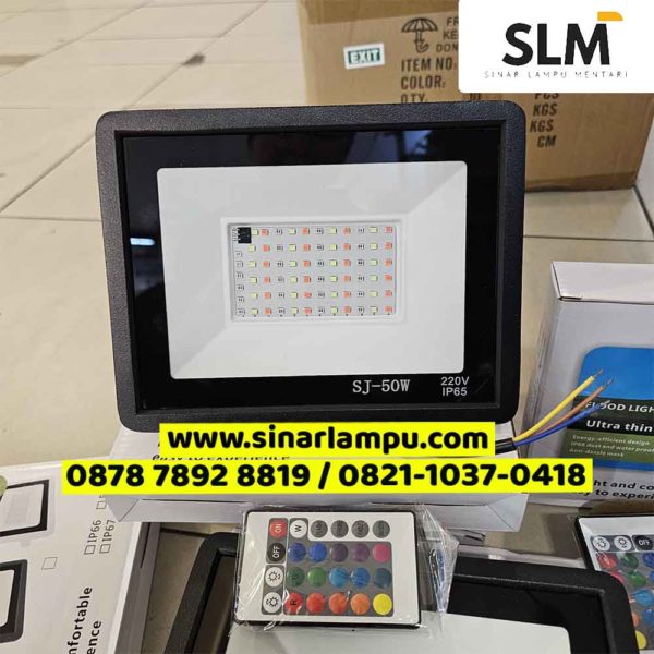 Lampu Sorot 50 Watt LED RGB Warna Warni IP65