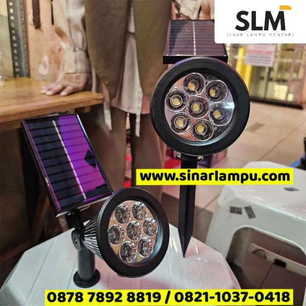 Lampu Sorot Taman Tancap Solar Panel 7 Watt Cahaya kuning