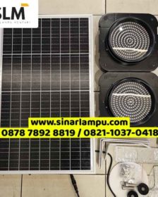 Lampu Traffic light Solar Panel 2 Mata Yellow Komplit Set