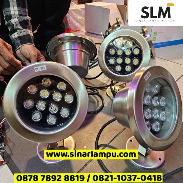 Lampu Sorot Kolam Renang / Air Mancur 12W LED DC 24V 12mata