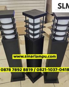 Kap Lampu Taman Bollard Tabung Akrilik Susu Kisi Black E27 T. 80cm