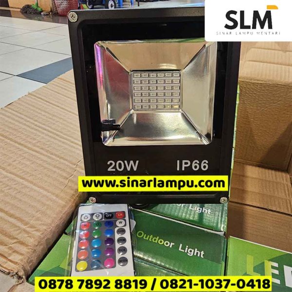 Lampu Sorot RGB 20 Watt LED SMD IP66 + Remote Control