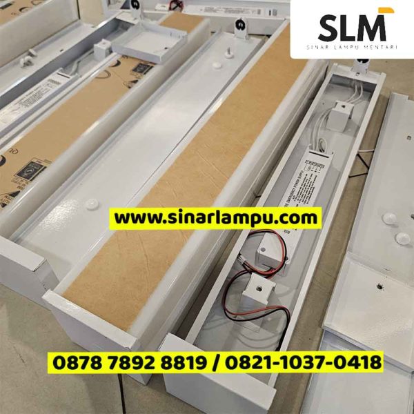 Kap Lampu GMS Susu TL LED 8 Watt 60CM + Battery Emergency