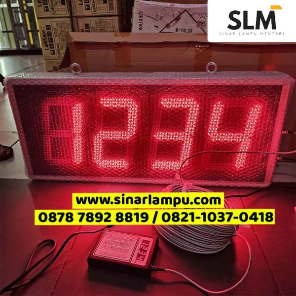 Lampu Display Angka 4 Digit 8 inch 70x30x8cm + Tambahan kabel 45m