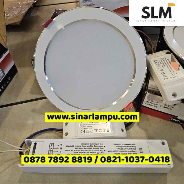 Lampu Downlight LED 20W 3000K Warmwhite + Battery Powerpack