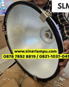 Kap Lampu Gantung Industri Stainless 50cm E40 + Kaca Tempered