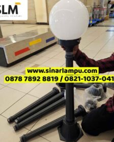 Tiang Lampu Taman Hitam Tinggi 80cm untuk Lampu Bulat