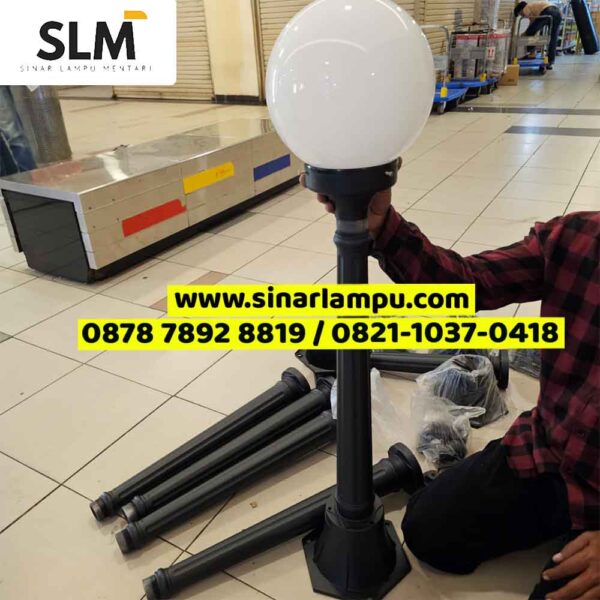 Tiang Lampu Taman Hitam Tinggi 80cm untuk Lampu Bulat