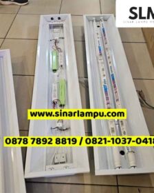 Kap Lampu TKI 2x TL LED Philips 18W + Battery Emegency Powerpack