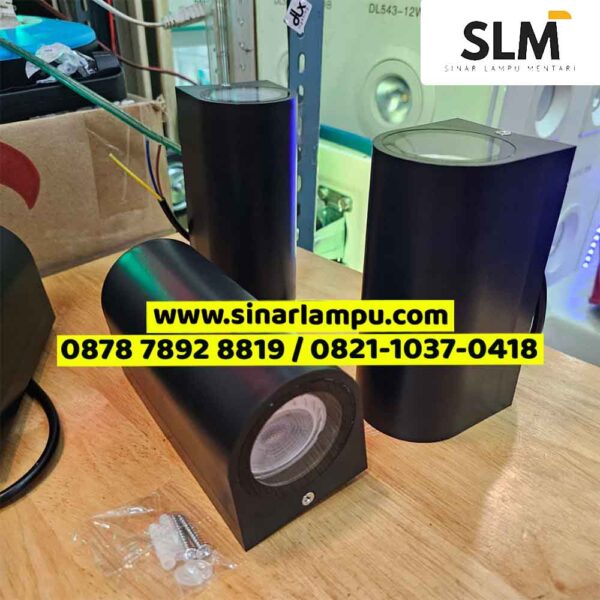 Lampu Dinding Oval Body Hitam MR16 2 Arah 2x7 Watt LED