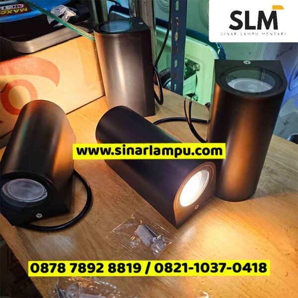Lampu Dinding Oval Body Hitam MR16 2 Arah Warmwhite
