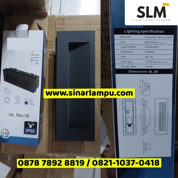 Lampu Tangga 6 Watt 3CCT 3000K 4000K 6500K IP65 Body Hitam